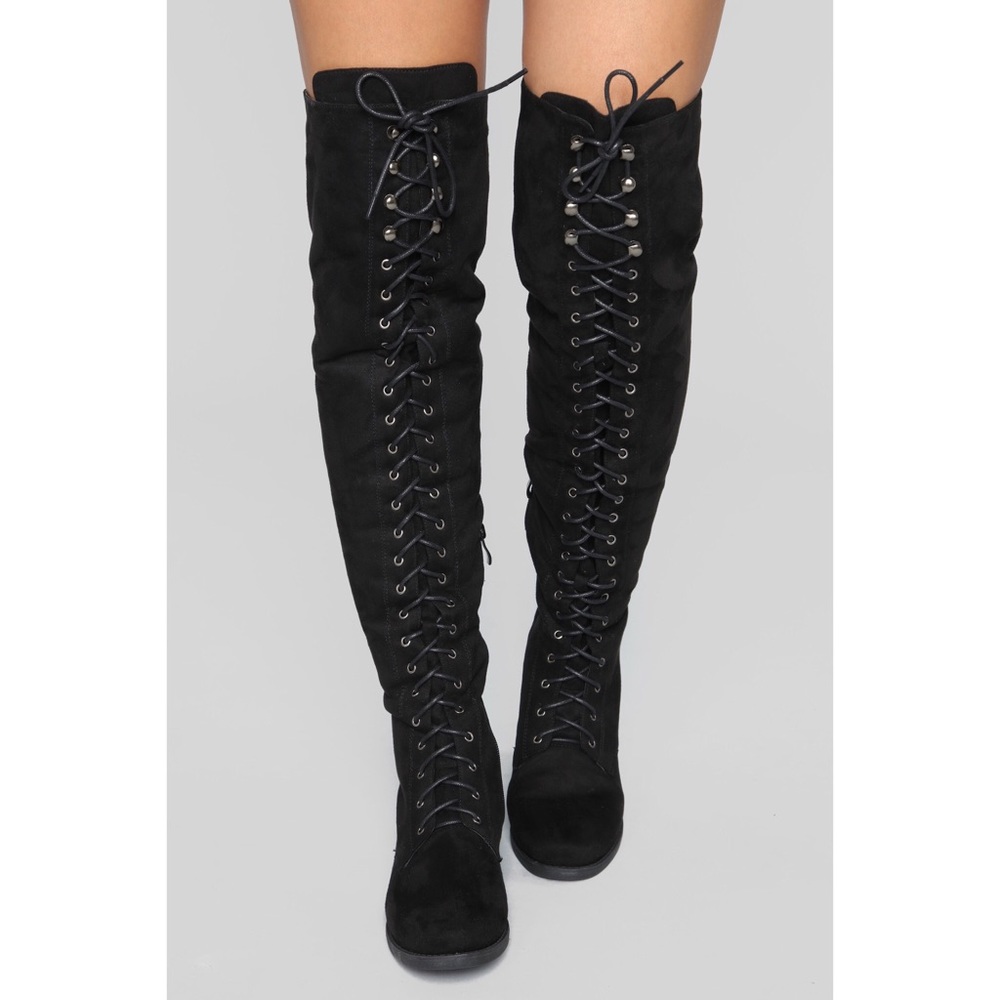 Flat thigh high boots